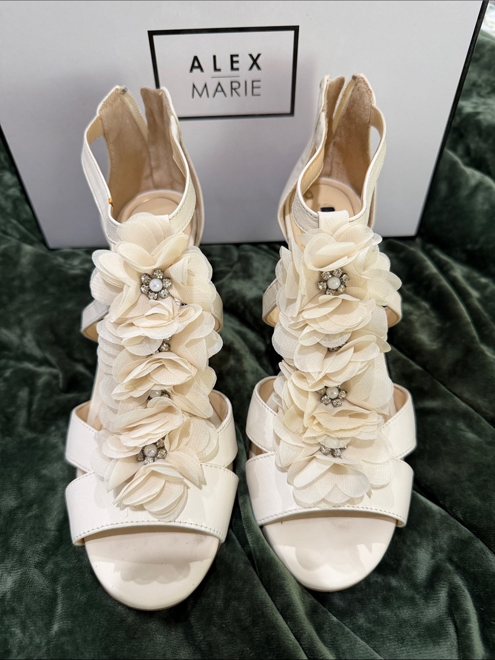 Alex Marie Cream Floral Applique Heeled Sandals